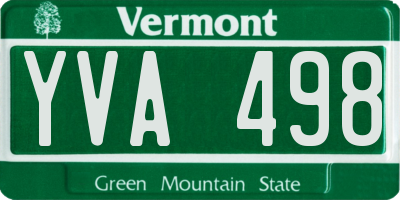 VT license plate YVA498