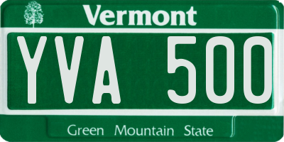 VT license plate YVA500