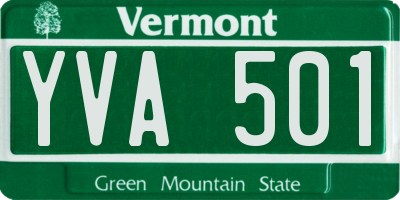 VT license plate YVA501