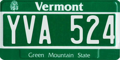 VT license plate YVA524
