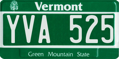 VT license plate YVA525