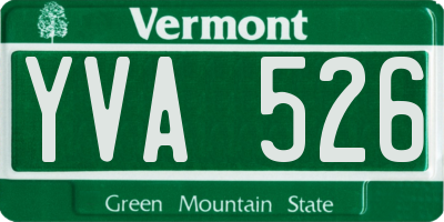 VT license plate YVA526