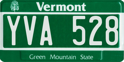 VT license plate YVA528
