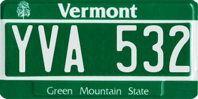 VT license plate YVA532