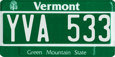 VT license plate YVA533