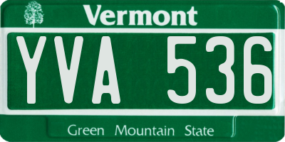 VT license plate YVA536