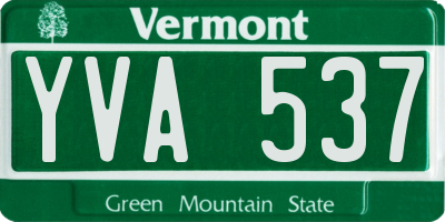 VT license plate YVA537