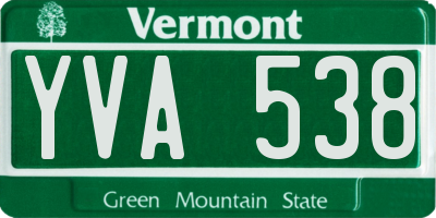 VT license plate YVA538