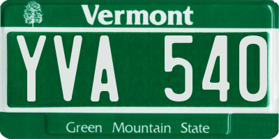 VT license plate YVA540