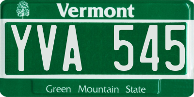 VT license plate YVA545