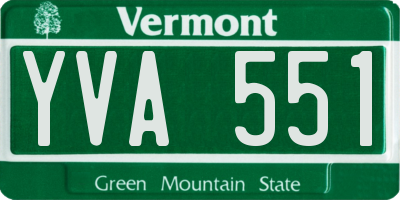 VT license plate YVA551