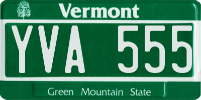 VT license plate YVA555