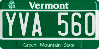 VT license plate YVA560