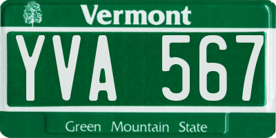 VT license plate YVA567