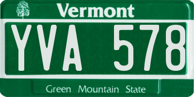 VT license plate YVA578