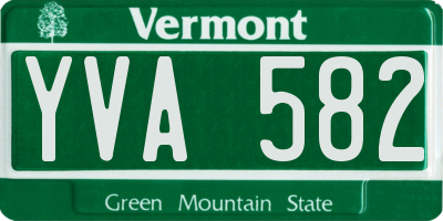 VT license plate YVA582