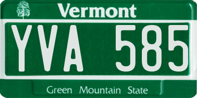 VT license plate YVA585