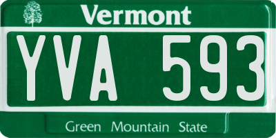 VT license plate YVA593