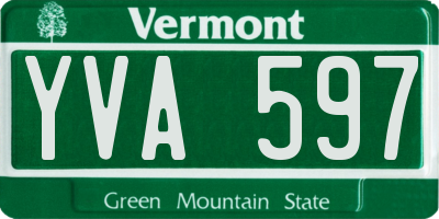 VT license plate YVA597