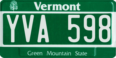 VT license plate YVA598