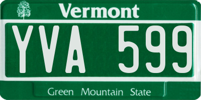 VT license plate YVA599