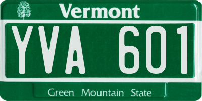VT license plate YVA601