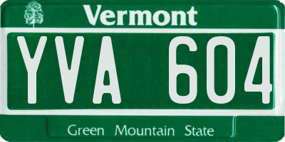 VT license plate YVA604