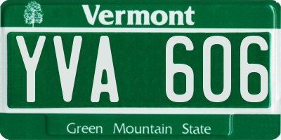 VT license plate YVA606