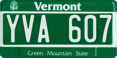 VT license plate YVA607