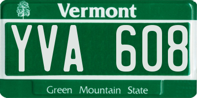 VT license plate YVA608