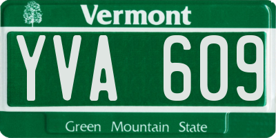 VT license plate YVA609