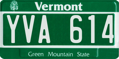 VT license plate YVA614