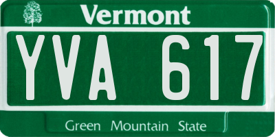 VT license plate YVA617