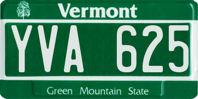 VT license plate YVA625