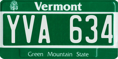 VT license plate YVA634