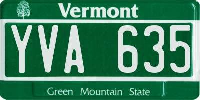 VT license plate YVA635