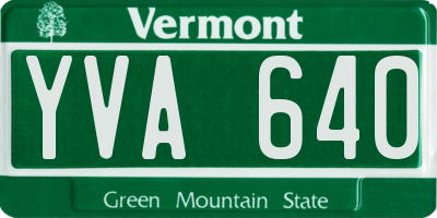 VT license plate YVA640