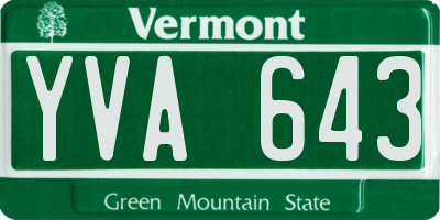VT license plate YVA643