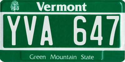 VT license plate YVA647