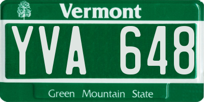 VT license plate YVA648