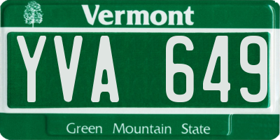 VT license plate YVA649