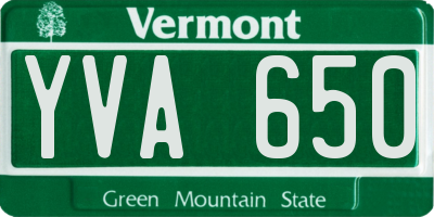 VT license plate YVA650