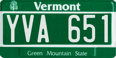 VT license plate YVA651