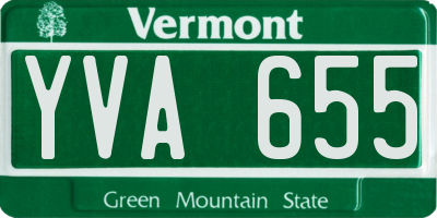 VT license plate YVA655