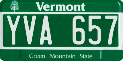 VT license plate YVA657