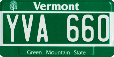 VT license plate YVA660