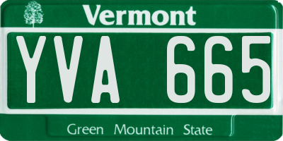 VT license plate YVA665