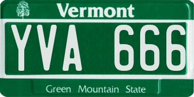 VT license plate YVA666