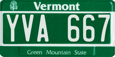 VT license plate YVA667