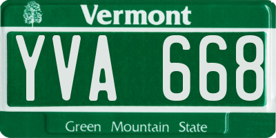 VT license plate YVA668